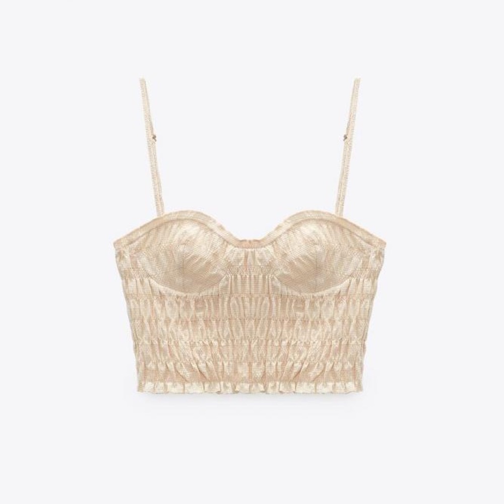 Zara - Bustier Crop Top Ecru | Beige